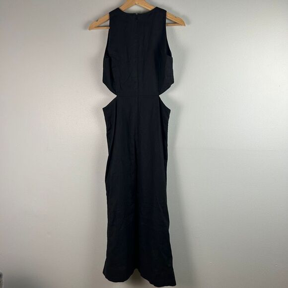 Boden Linen Cut Out Midi Dress Black - Picture 6 of 7